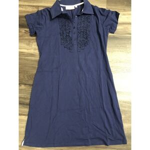 LILLY And VAN NAVY SHORT‎ SLEEVE RUFFLE POLO SHIRT DRESS - SIZE L. New!!